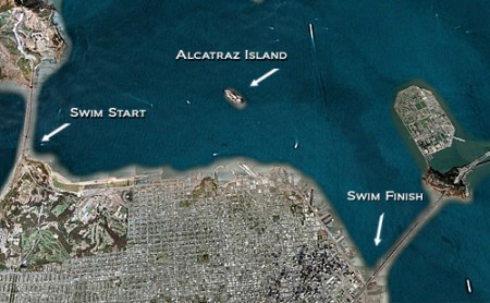 Map. First we had to swim towards Alcatraz. Then we hug the coast.